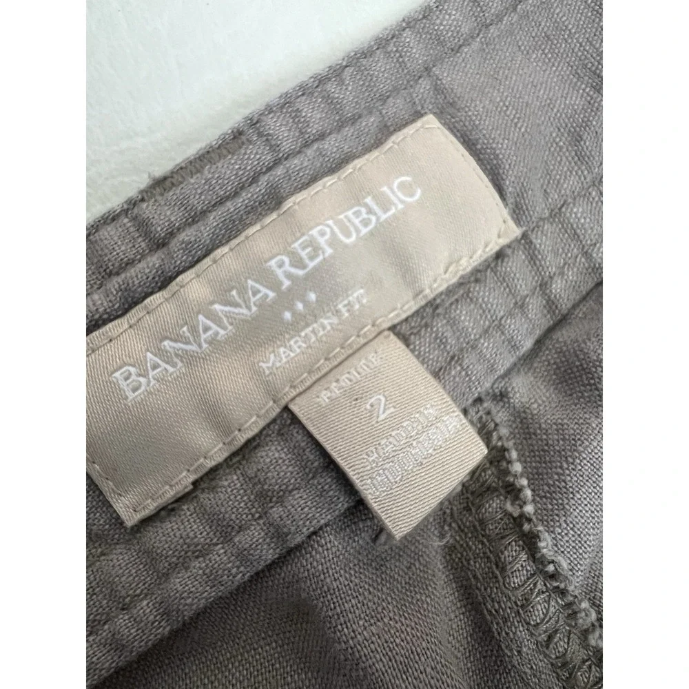 Banana Republic Martin Fit Linen Blend Cargo Capri Pants Gray Size 2P Low Rise